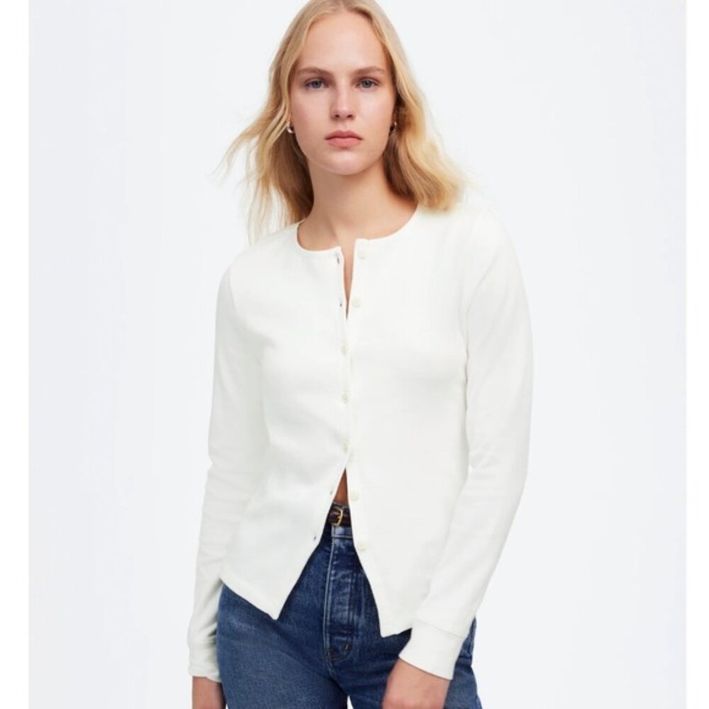 SOLD☀️NWT Madewell Ribbed Button-Front Cardigan - Picture 2 of 6